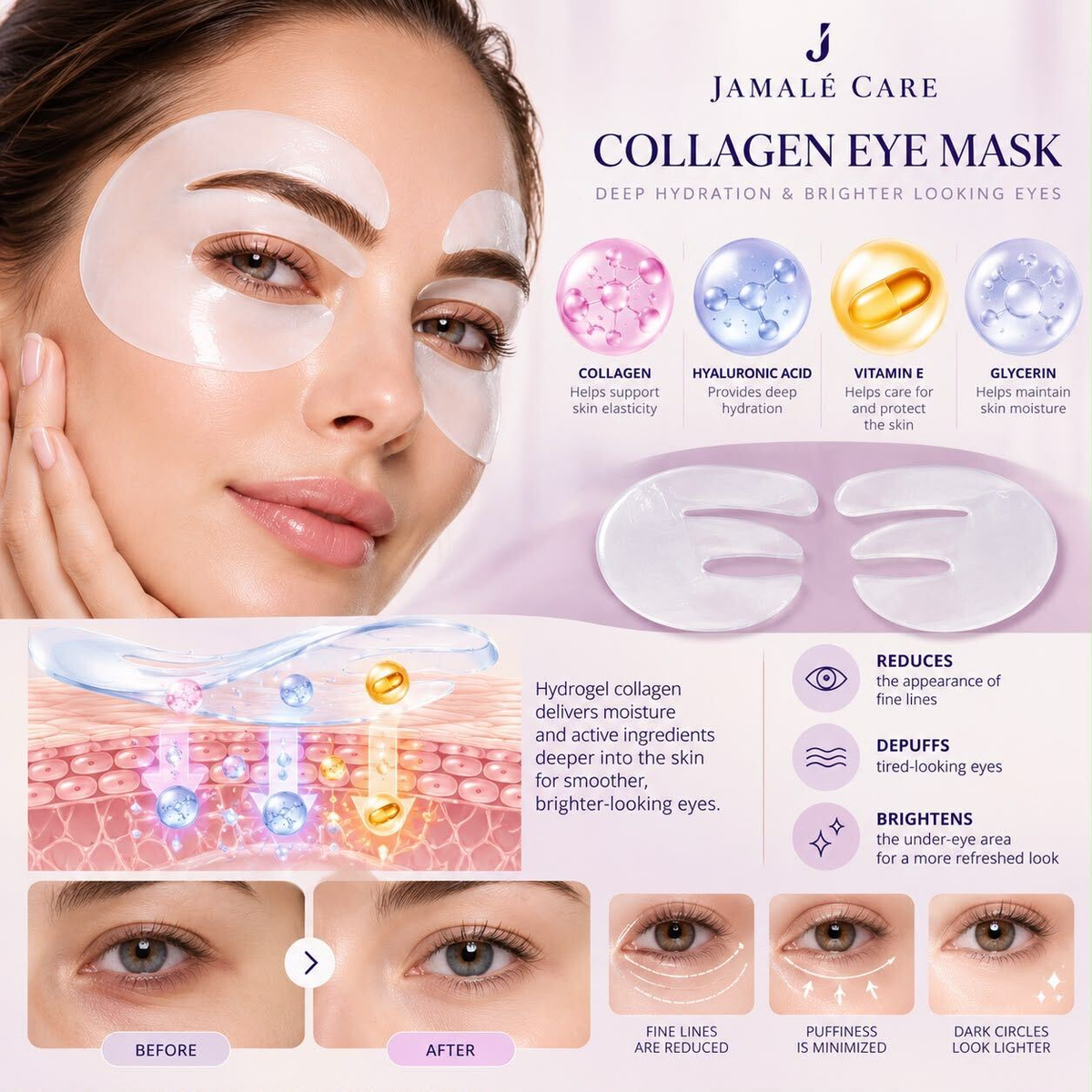 Jamalé Care Collagen E-Shaped Eye Mask