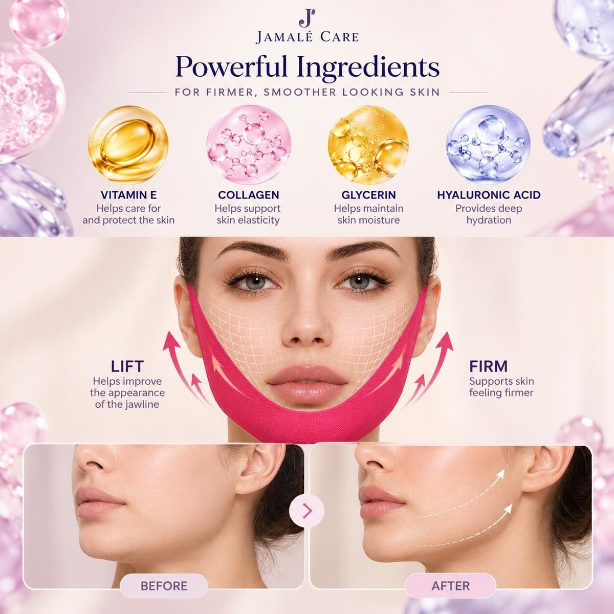 Jamalé Care jaw mask ingredients and jawline care